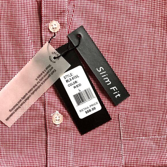 Galaxy By Harvic Slim-fit Collared Pin-Check Shirt - Picture 6 of 10